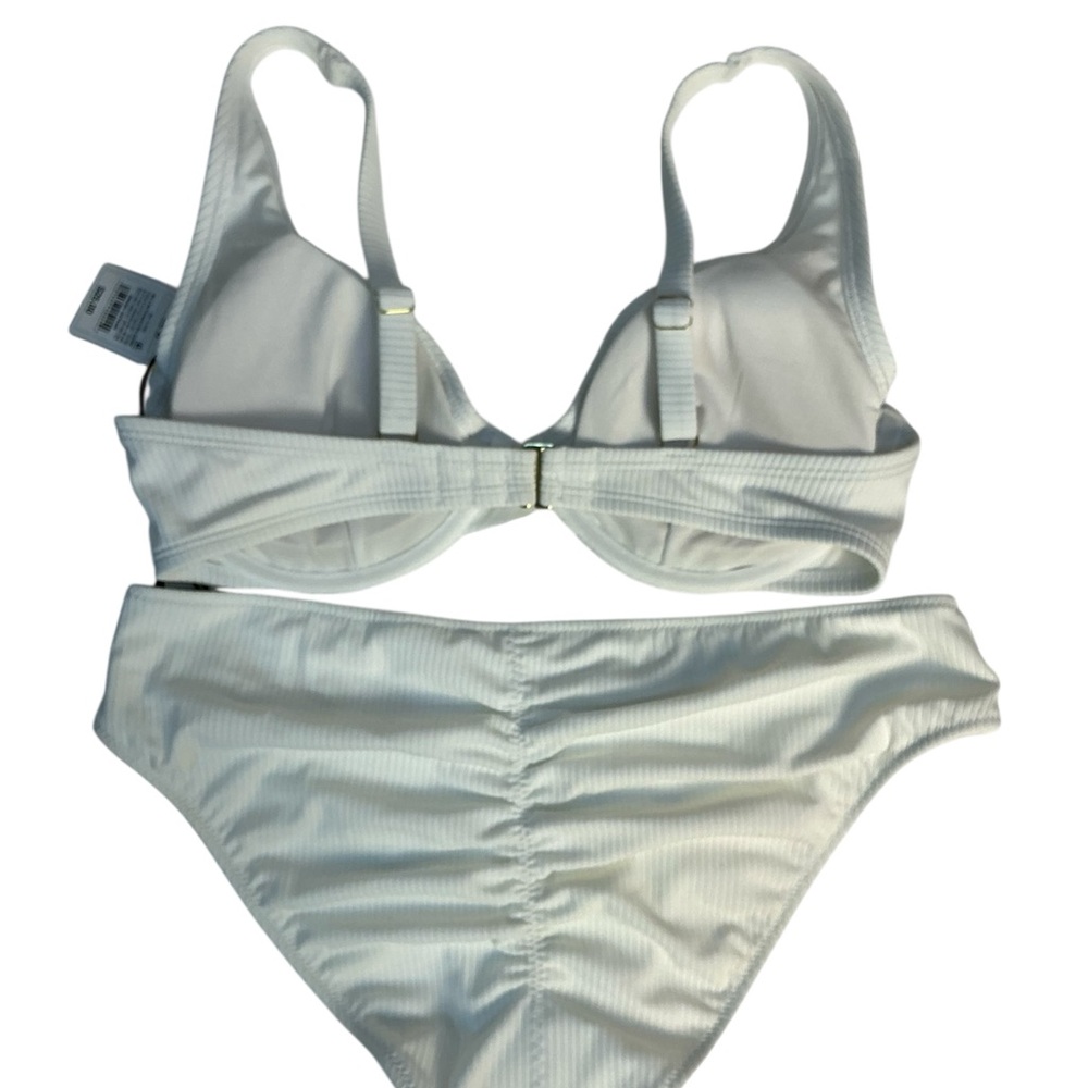 Shade & Shore White Bikini Set Swimwear - Top 36D Bottom Medium - Picture 2 of 2